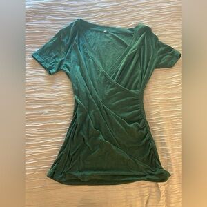 Elegant Green Maternity Deep V-Neck Top